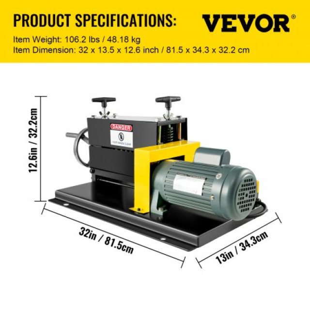 VEVOR 400W Ηλεκτρικό Μηχάνημα Απογύμνωσης Καλωδίων 1.5-38mm  SDT-WR...
