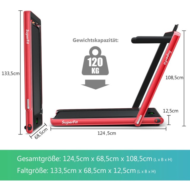 Costway Διπλό Πτυσσόμενο Διάδρομο 2,25 HP Φορητό Ηλεκτρικό Διάδρομο...