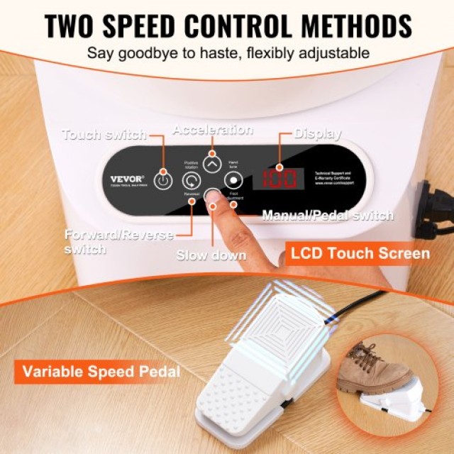 Κεραμικός Τροχός VEVOR 11 με Πεντάλ & Οθόνη Αφής 450W Λευκός  ZQLPJXS11YC4I5H6PV2