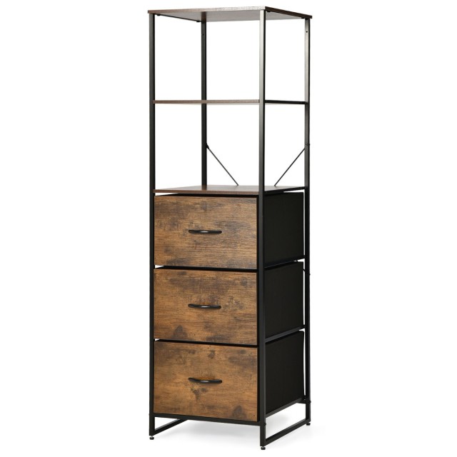 Costway Βιβλιοθήκη Standregal με Συρτάρια 43 x 39 x 156 cm Καφέ JZ1...