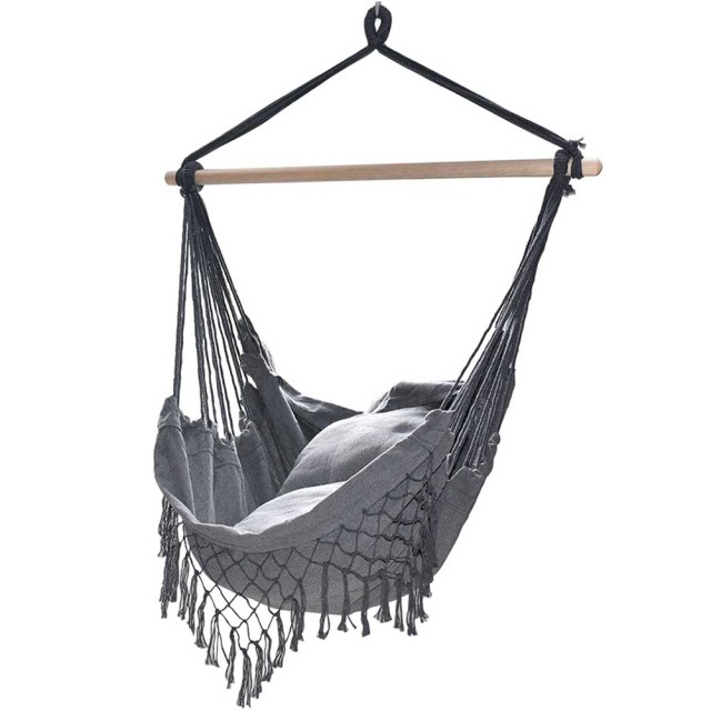 BAKAJI Κρεμαστή Πολυθρόνα Κήπου με Μαξιλάρια Γκρι - Αιώρηση, Χαλάρω...