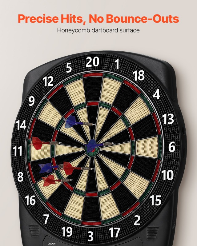 VEVOR Ηλεκτρονικός Στόχος Darts  336mm με 43 Παιχνίδια και 200+ Συν...