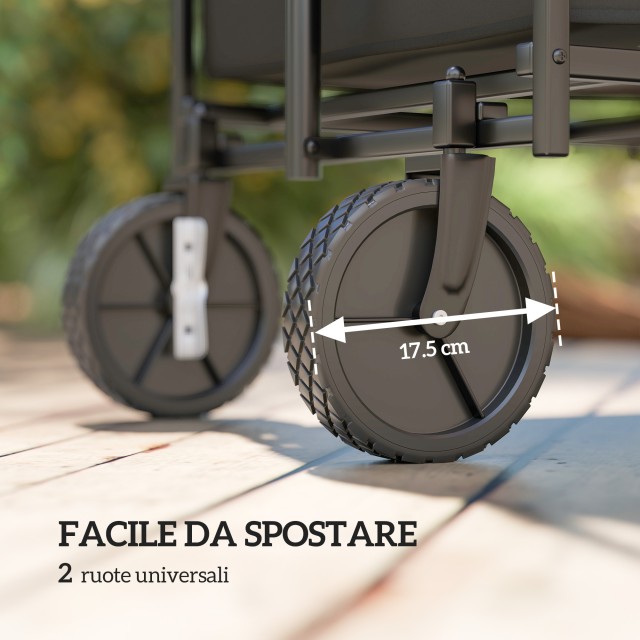 Outsunny Καρότσι Κήπου 160L Πτυσσόμενο με Ρυθμιζόμενη Λαβή, Χωρητικότητα 100 kg, 95x55x102 cm, Μαύρο 84H-314V00BK