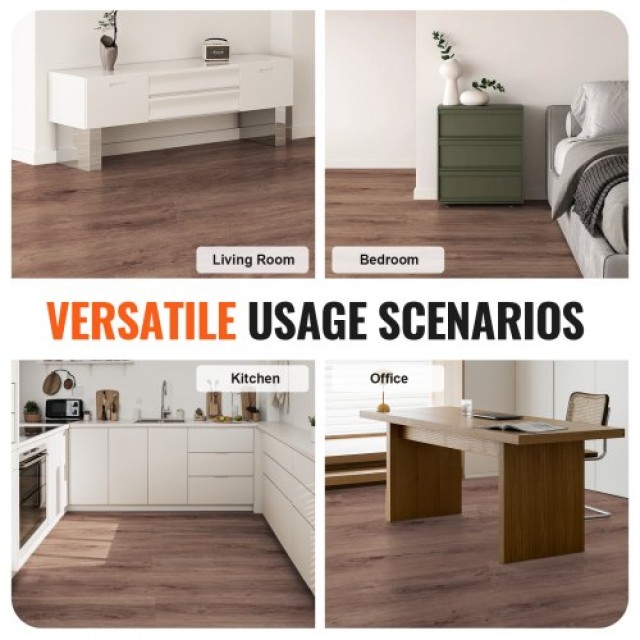 VEVOR Διασυνδεόμενα Πλακάκια Βινυλίου 1220x185mm, 10 Πλακίδια 5.5mm, Σκούρο Καφέ Ξύλινο Δάπεδο DIY  LSYXJDD55MMSEL7G8V0