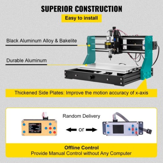 VEVOR  Μηχανή CNC 3018 Pro 3 Άξονες Χάραξης με Offline Controller για Πλαστικό, Ακρυλικό, PVC, Ξύλο DKJ3018PROJCK0001V2