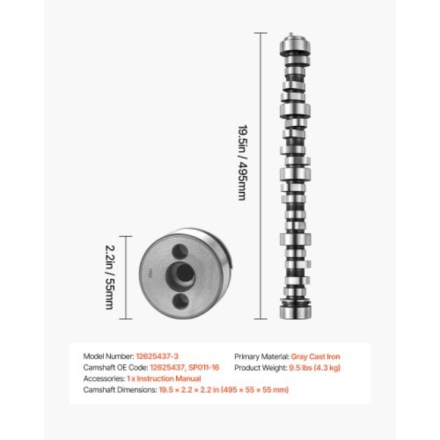 VEVOR Εκκεντροφόρος Άξονας 12625437 NORRIS για GM Gen3/4 Φορτηγά 19...