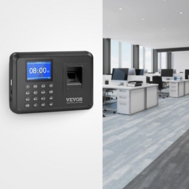VEVOR  Ρολόι Βιομετρικό Χρονομέτρησης 100000 Εγγραφές Μηχανή Καταγρ...