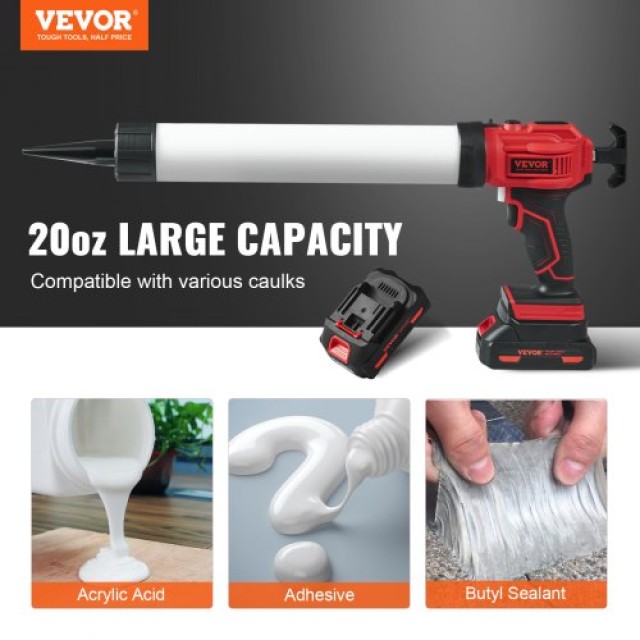 VEVOR 20V Ασύρματο Ηλεκτρικό Πιστόλι Σιλικόνης 600ml με 4 Ταχύτητες  DDTFQ20ASLDX72S5WV2