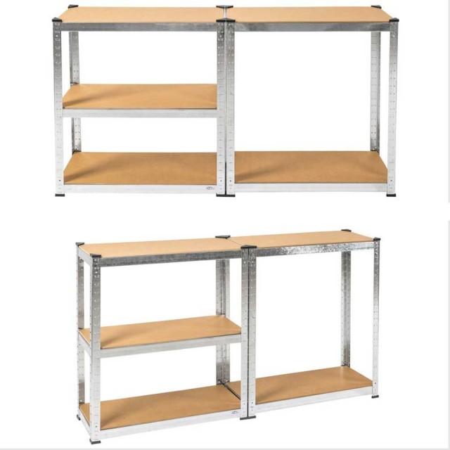 BAKAJI  Ράφι 5 Επιπέδων Μεταλλικό και Ξύλινο 180x75cm Βαρέως Τύπου Γαλβανισμένη Ραφιέρα  02825056