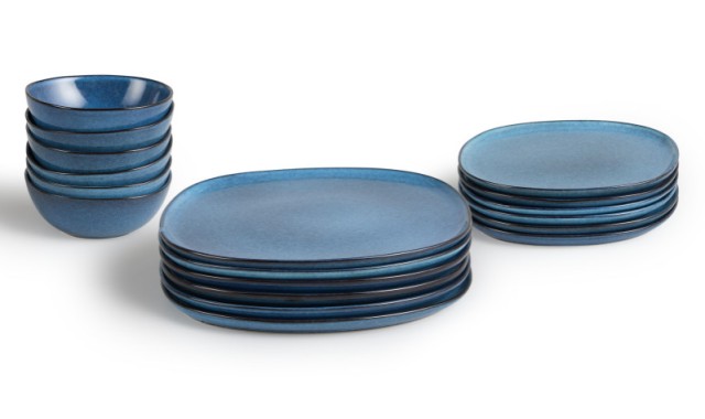 Σετ πιάτων Lott 18 τεμαχίων - Ανοιχτό Μπλε 8720604887266 Lifa-Living