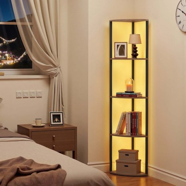 VEVOR Ράφι Γωνίας 5 Επιπέδων με Φωτισμό LED ZLSZJSNJTMK655TLO001V9