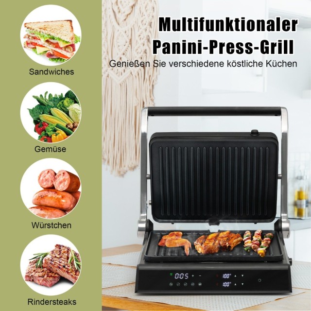 Costway 3-σε-1 1800W Panini-Pressgrill με αντικολλητικές πλάκες Ηλεκτρική σχάρα ES10407DE-DK