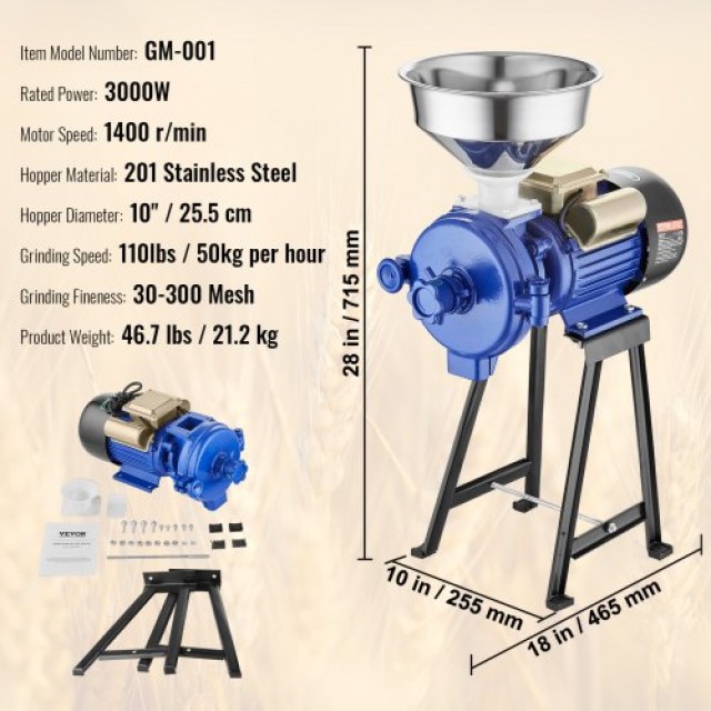 Ηλεκτρικός Μύλος Δημητριακών 3000W VEVOR  DDMPSGWYMJZTWGW67V2