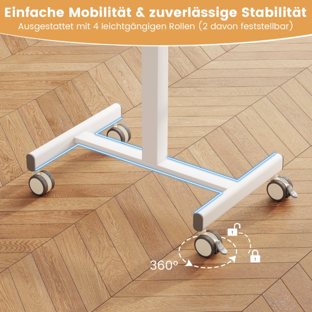 Κινητό Ρυθμιζόμενο Γραφείο με Ρόδες και Αέριο Φυσικό 65 x 48 x 74,5...