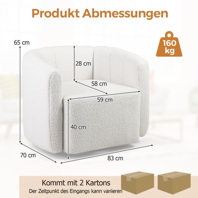 Costway Περιστρεφόμενη Πολυθρόνα Sherpa 83 x 70 x 65 cm  με Εργονομ...