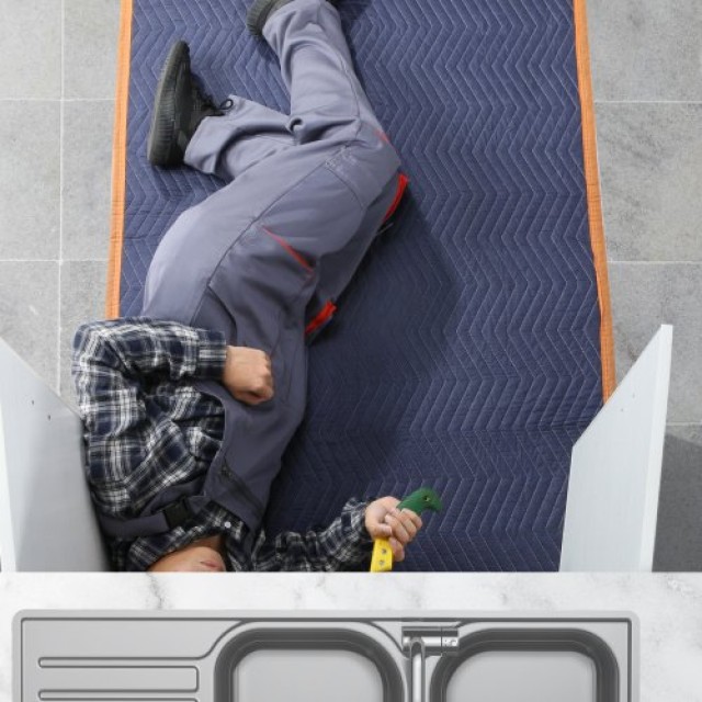 Κουβέρτες Μετακόμισης VEVOR, 80 x 72, 35 lbs/dz, 12τμχ, Μπλε/Πορτοκαλί  DCBYT80X72INUDL28V0