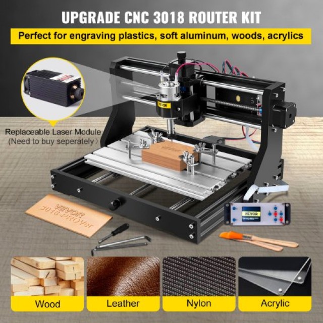 VEVOR  Μηχανή CNC 3018 Pro 3 Άξονες Χάραξης με Offline Controller για Πλαστικό, Ακρυλικό, PVC, Ξύλο DKJ3018PROJCK0001V2