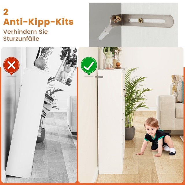 Costway Ράφι βιβλιοθήκης με 11 θέσεις Λευκό 74 x 24 x 106 cm CB10703WH