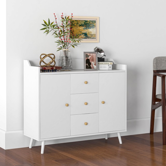 HOMCOM Μοντέρνα Κρεντέντζα Λευκή 90x32x80 εκ. 838-182WT