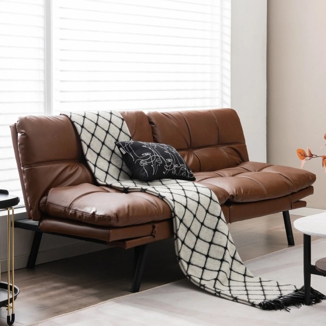 Καναπές-Κρεβάτι Memory Foam με Ρυθμιζόμενα Μπράτσα – Καφέ HV10326BN...