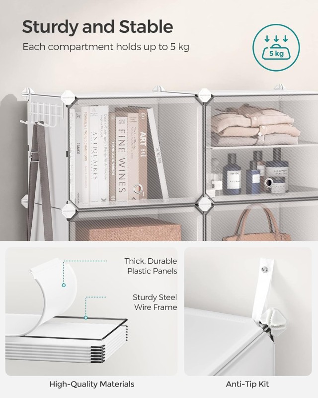 SONGMICS Παπουτσοθήκη Οργάνωσης 82x32x152cm για 40 Ζευγάρια με Γάντ...