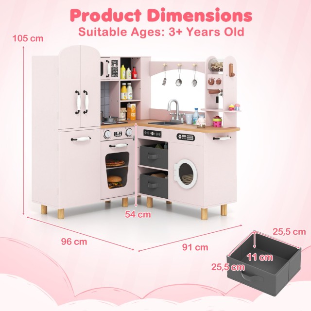 Costway Παιδική Γωνιακή Ξύλινη Κουζίνα 96x91x105 cm με Διαδραστικά ... Costway Παιδική Γωνιακή Ξύλινη Κουζίνα 96x91x105 cm με Διαδραστικά ...