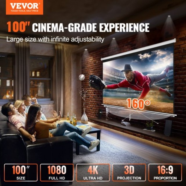 Οθόνη Προβολής VEVOR 100 16:9 4K HD Αναδιπλούμενη  TYPM20SDSJ106BD6YV0