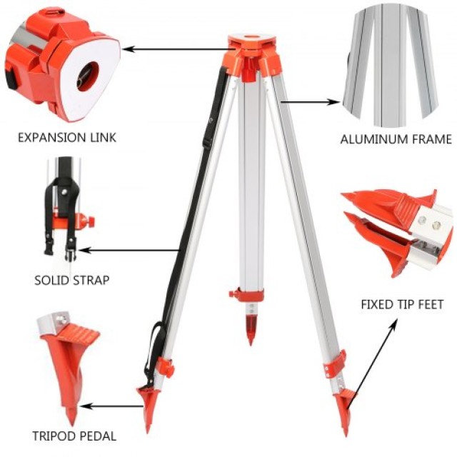 Αλουμινένιο Τρίποδο & Ράβδος 5μ για Laser/Dumpy Επίπεδο 1.65μ  SJJ+BCZH000000001V0