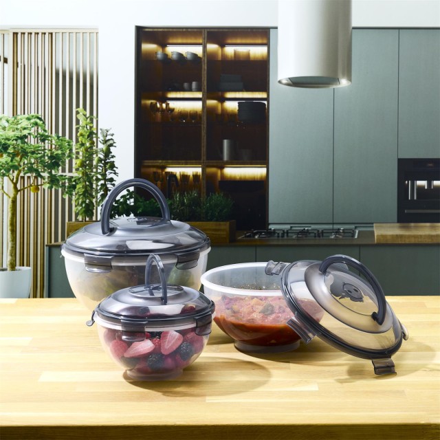 Σετ Δοχεία Φαγητού 3 Τεμάχια 24 x 16.5 x 24 cm - Μαύρο KA0502 Cook ...