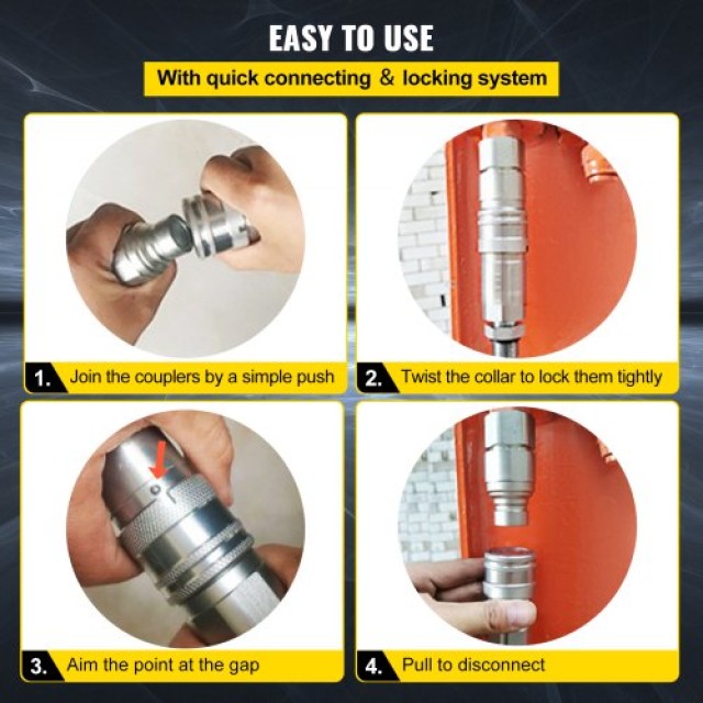 Υδραυλικός Ταχυσύνδεσμος VEVOR 1/2 NPT (4 Ζεύγη)  YYJT1/2YYKSJT04D1V0
