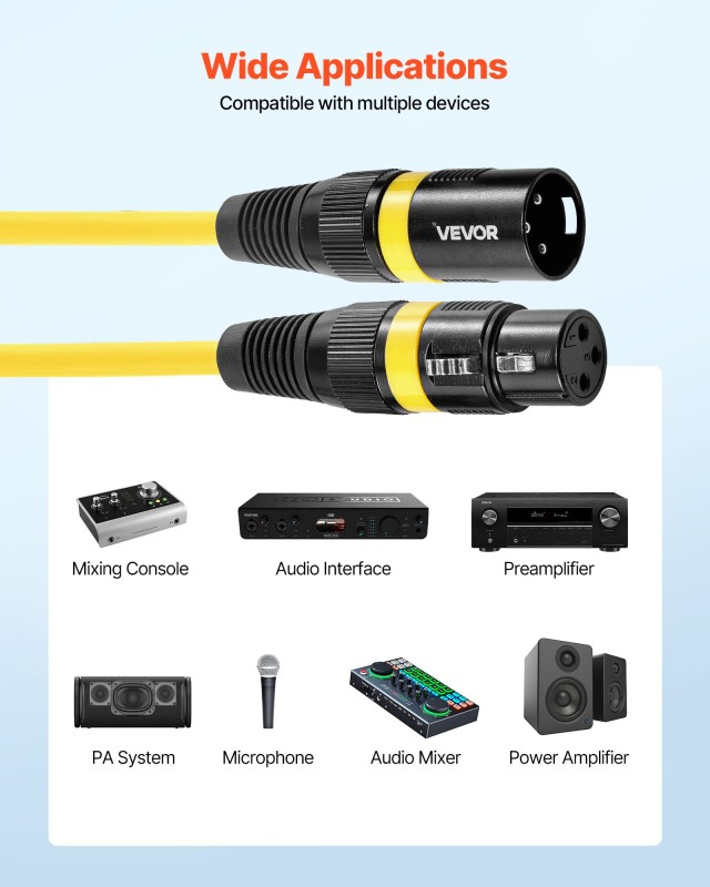 VEVOR Σετ 6 Καλωδίων XLR 4.57 μ με Επίχρυσα 3-Pin Βύσματα και Διπλή... VEVOR Σετ 6 Καλωδίων XLR 4.57 μ με Επίχρυσα 3-Pin Βύσματα και Διπλή...