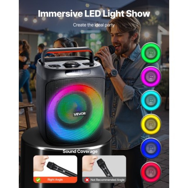 VEVOR Μηχανή Καραόκε για Ενήλικες, Φορητό Bluetooth Ηχείο 30W με 2 ...