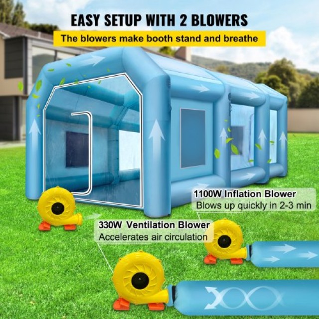 Φουσκωτή Τέντα VEVOR 26x13x10Ft με 2 Φυσητήρες για Βαφή Αυτοκινήτων...