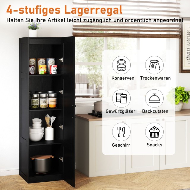 Costway Μαύρο Ελεύθερο Ντουλάπι 4 Επιπέδων με Πόρτα - 150 cm JZ10386DK Costway Μαύρο Ελεύθερο Ντουλάπι 4 Επιπέδων με Πόρτα - 150 cm JZ10386DK