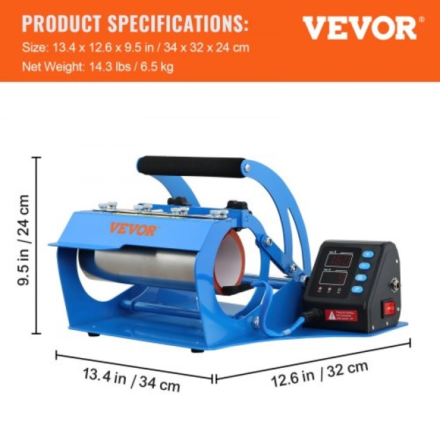 VEVOR Πρέσα Θερμότητας Κούπας, 11oz/20oz, Μπλε  KBJLS500W220V7UM9V2