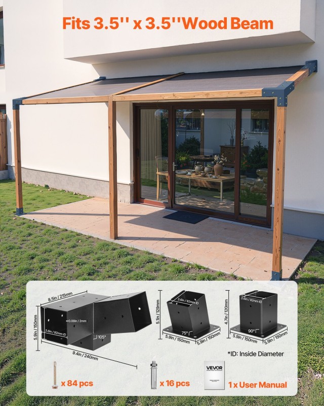 VEVOR 4x4 Τριπλής Κατεύθυνσης Πλάκες Στήριξης Κιόσκι 92x92mm (2-τεμ...