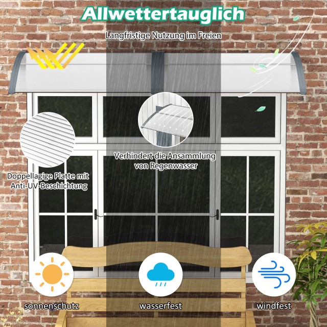 Costway Γκρι και Ασημί Στέγαστρο Πόρτας 122 x 99 εκ. NP11229HS