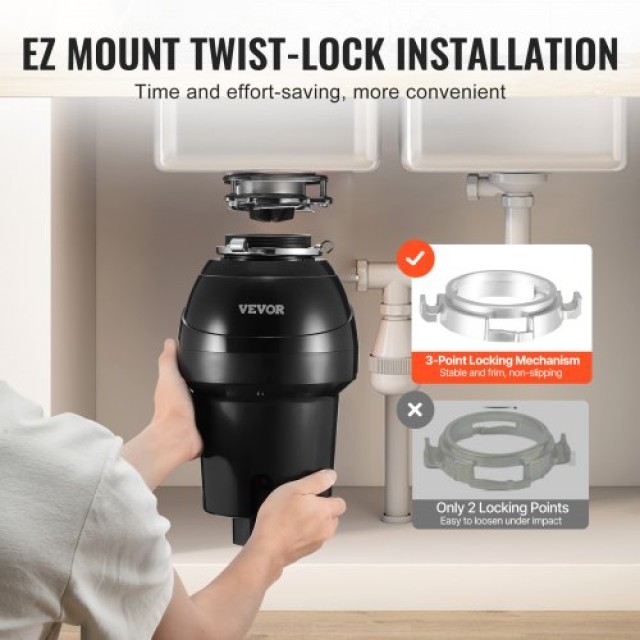 VEVOR  Απορριμματοφάγος 1.25 HP 4060RPM EZ Connect  GDLJCLQ125HPOJZ...