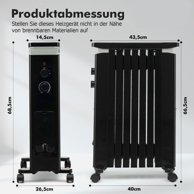 Costway  Αθόρυβη και Ασφαλής Θερμάστρα Λαδιού 1500W με Ρυθμιζόμενο Θερμοστάτη και Υγραντήρα ES10202DE-BK