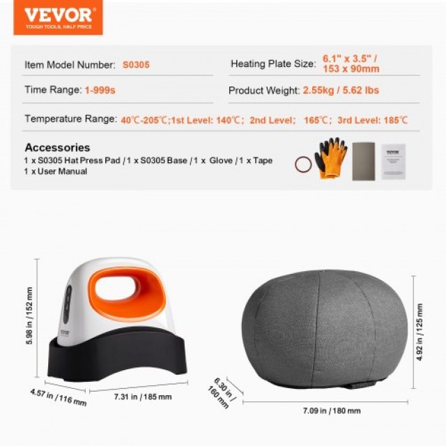 Μίνι Πρέσα Καπέλων VEVOR 6.1 x 3.5 ίντσες Λευκή  BXSKMJMINIKMQCZLKV2