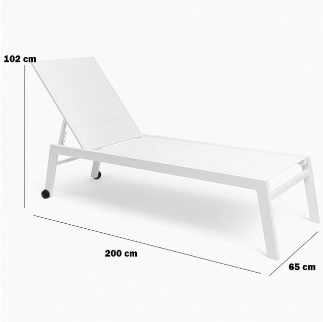 BAKAJI Λευκή Ανθεκτική στις UV Ξαπλώστρα Κήπου 200 x 102 x 65 cm με...