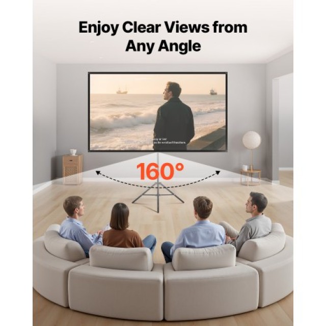 VEVOR Οθόνη Προβολέα με Τρίποδο 80 160° 4K HD 16:9 ZJSTYPMEKSJZ80OE...