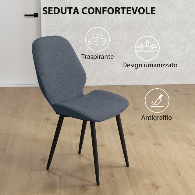 HOMCOM 2 Καρέκλες Τραπεζαρίας, 46x56x86 εκ, Γκρι και Μαύρο 83A-263V...
