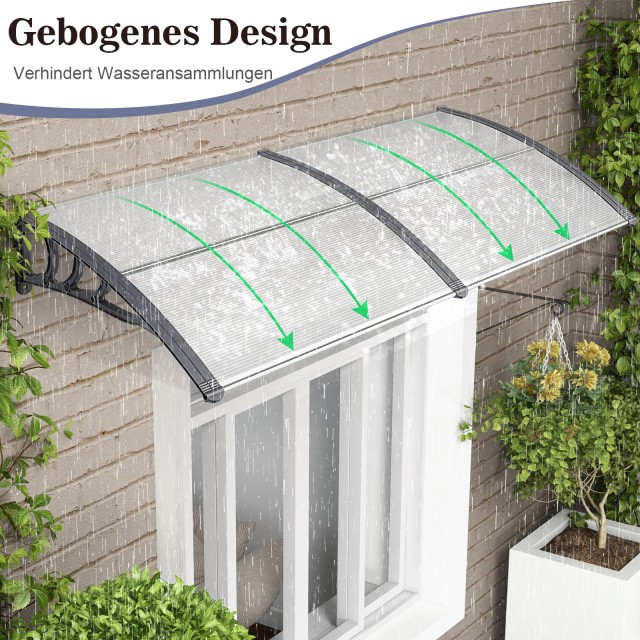 Costway Γκρι Αλουμινένια Σκεπή 199 x 99 cm για Πόρτα Εισόδου NP11230HS