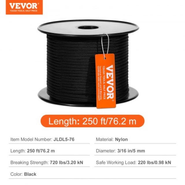 Σχοινί Αναρρίχησης Δέντρων VEVOR 3/16 x 250  HCCLSNL316INYE3W6V0