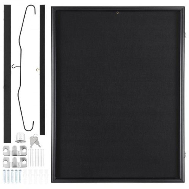 VEVOR  Κάσα Προβολής Φανέλας, 24 x 32 x 1.5 in, Μεγάλο Κλειδωμένο Κουτί Σκιάς Αθλητικής Φανέλας με 98% UV Προστασία και Κρεμάστρες, Μαύρο QYZSKJZX243221LDLV0