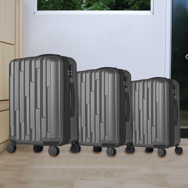 PROVITERA  Σετ 3 Σκληρές Βαλίτσες Νέα Υόρκη με Ρόδες Easy Roll Τρόλεϊ Αποσκευών Ταξιδιού Γκρι 02841834