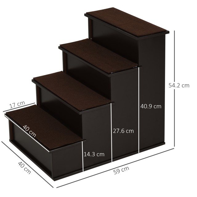PawHut Σκάλα για Κατοικίδια με Μαξιλάρια, 40x59x54.2 εκ, Καφέ D06-078