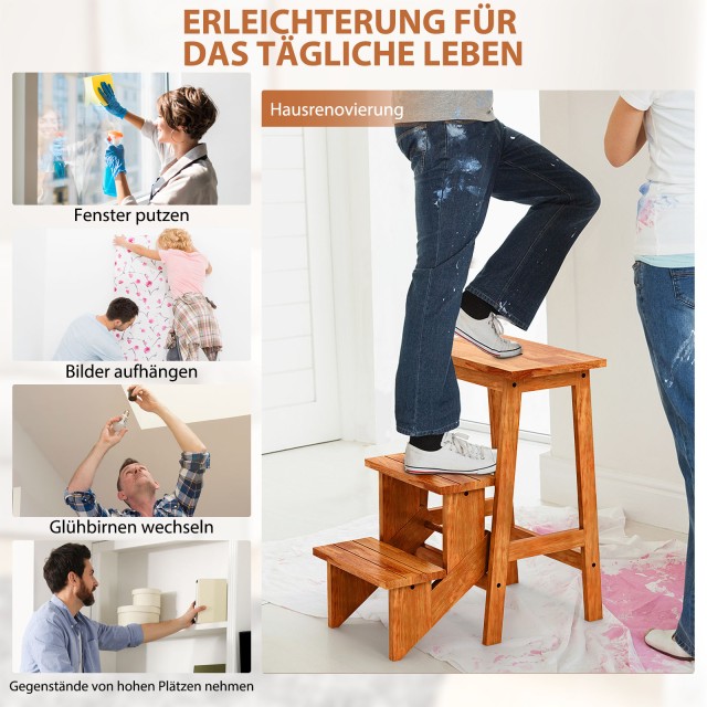 Costway Ξύλινη Σκάλα 3 Σκαλοπατιών με Αντιολισθητικά Σκαλοπάτια και... Costway Ξύλινη Σκάλα 3 Σκαλοπατιών με Αντιολισθητικά Σκαλοπάτια και...