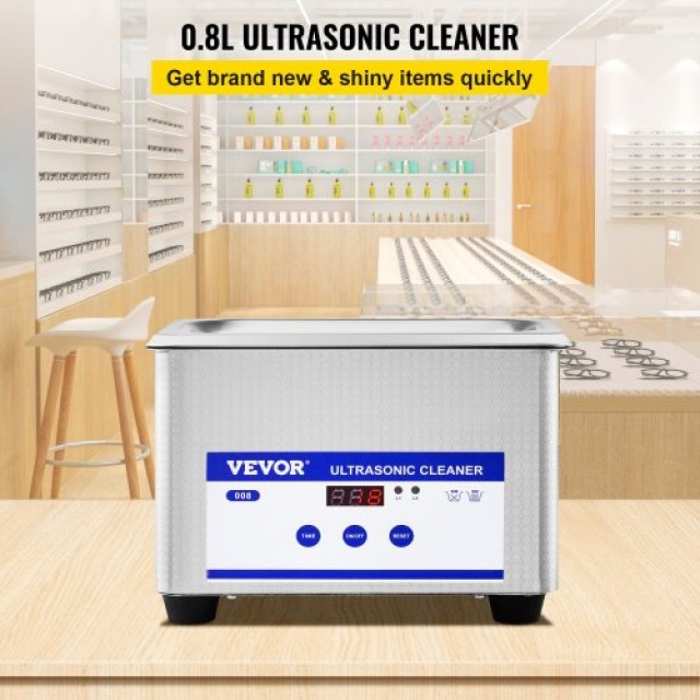 VEVOR 0.8L Υπερηχητικός Καθαριστής για Κοσμήματα και Γυαλιά 35W Ανοξείδωτος για Επαγγελματική και Οικιακή Χρήση  QXJ0.8LCSB0000001V2